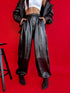 LUX leather imitation pants "BE STRONGER LD3347" - BLACK